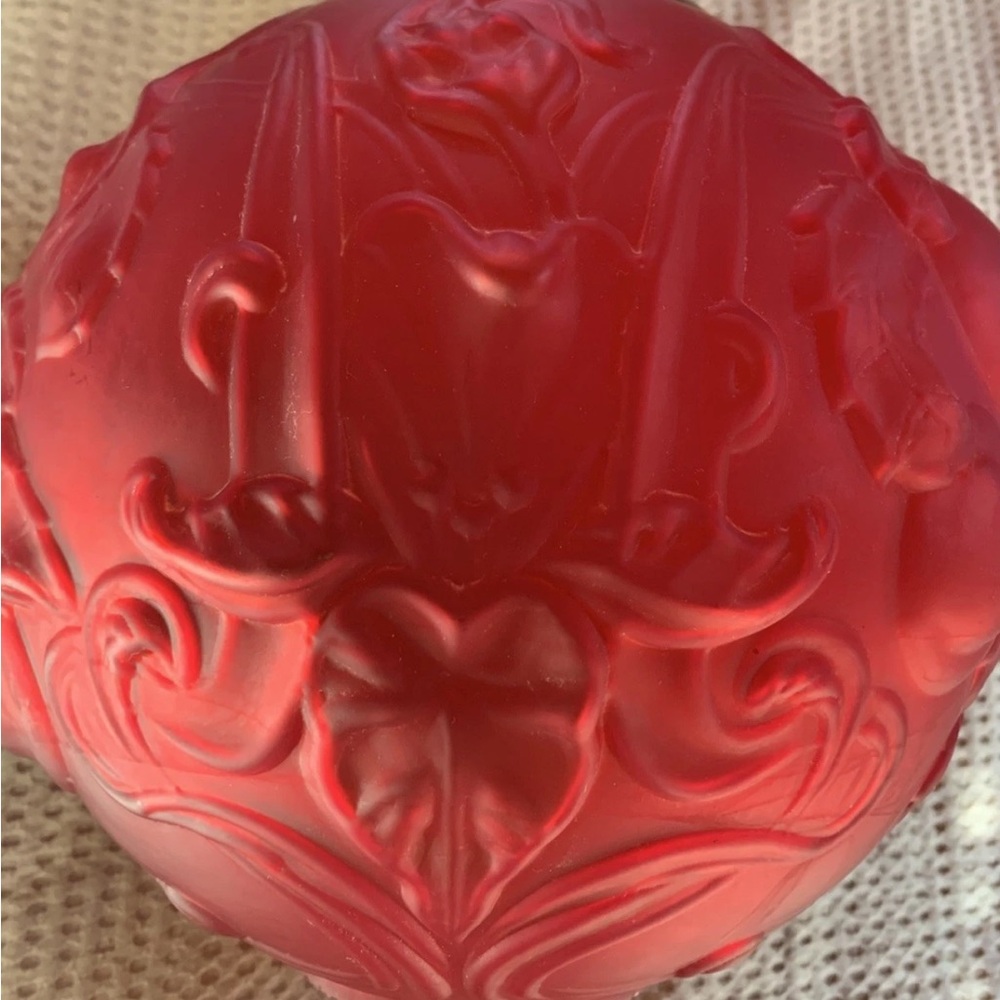 Victorian GWTW Red Large Satin Glass Oil Kerosene Lamp - Picture 8 of 14